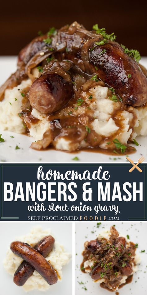 Buttermilk Mashed Potatoes, Irish Recipes Authentic, Irish Desserts, Irish Cooking, British Cooking, Irish Cuisine, Bangers And Mash, Scottish Recipes, Onion Gravy