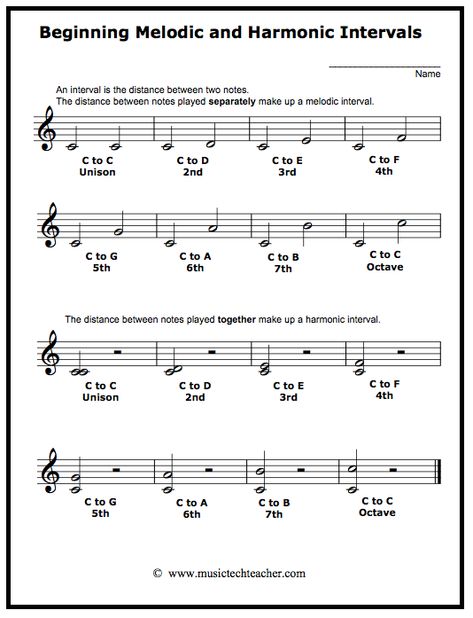 Music Tech Teacher, Worksheet - Beginning Melodic and Harmonic Intervals Intervals Music, Solfege Worksheets, Musical Intervals, Music Intervals, Music Rhythm Worksheets, Piano Basics, Learn Piano Chords, Elementary Music Room, Sight Reading