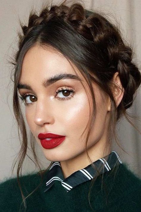 Red Lipstick, Makeup Ideas, Hairstyles, Makeup, Red, Hair, Make Up, Make Up Ideas