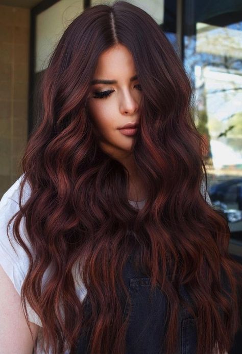 Reddish Brown Hair Color, Red Brown Hair Color, Unnatural Hair Color, Red Balayage Hair, Rambut Brunette, Reddish Brown Hair, Chestnut Hair Color, Dark Red Hair, Red Brown Hair