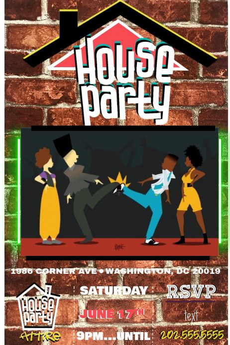 House Party Themed Party 90s, House Party Movie, House Party Invitation, Apartment Party, 90s Theme Party, 80s Theme Party, 36th Birthday, Hippie Party, Flyer Free