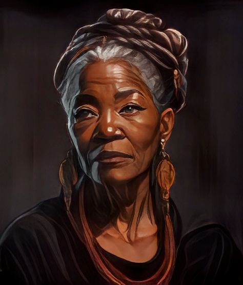 Elderly Black Woman Character Art, Old Female Character Design, Old Black Woman Art, Old Woman Concept Art, Older Black Woman Art, Elderly Woman Character Design, Older Character Inspiration, Grandma Character Art, Middle Aged Woman Character Art