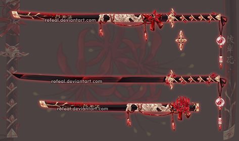 Rofeal Deviantart, Red Spider Lily, Spider Lily, Red Spider, Fantasy Props, Cool Swords, Samurai Swords, Magic Art, Blue Cats