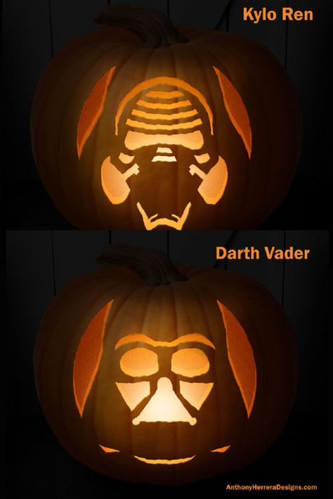 Cool Halloween crafts for teens: Star Wars pumpkin carving templates from Anthony Herrera Designs Cool Pumpkin Carving Designs, Pumpkin Carving Ideas Star Wars, Pumpkin Carving Star Wars, Star Wars Pumpkin Carving Templates, Cool Halloween Crafts, Halloween Crafts For Teens, Star Wars Pumpkin Carving, Darth Vader Pumpkin, Star Wars Pumpkin