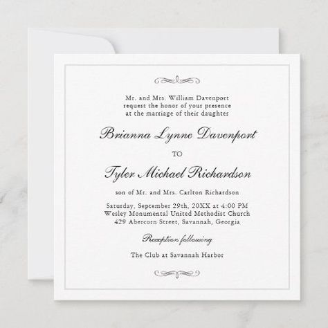 Classic Simple Elegance Square Wedding for $2.41 - Wedding Invitations Classic Wedding Invitations Elegant, Simple Classic Wedding, Wedding Invitations Australia, Square Wedding Invitations, Wedding Invitation Fonts, Wedding Invitations Uk, Classic Elegant Wedding, Affordable Wedding Invitations, Elegant Calligraphy