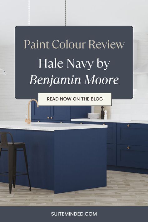 One of the reasons for Hale Navy's popularity is its versatility. It can be used in various settings and styles, from traditional to modern, and works well in different rooms of the house. Whether it's used on walls, furniture, cabinetry, or as an accent colour, Hale Navy adds a touch of depth and drama to any space. 

Wonder if Hale Navy is the right colour for your interior? Keep on reading... Green Paint Colors Benjamin Moore, Accent Wall Paint Colors, Hale Navy Benjamin Moore, Navy Accent Walls, Navy Cabinets, Relief Society Birthday, Two Tone Cabinets, Navy Kitchen, Hale Navy