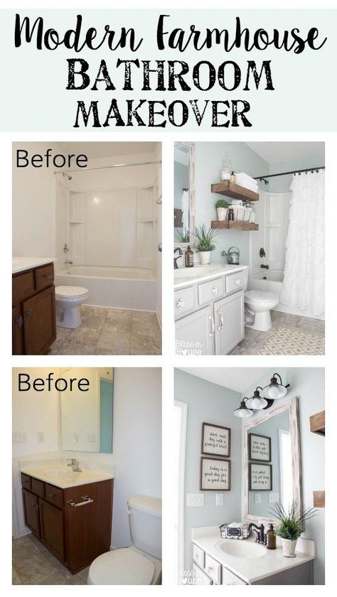 Bathroom Cabinet Makeover, Makeover Kamar Mandi, Bathroom Cabinets Diy, Bathroom Makeovers, Soya Mumu, Decor Hallway, Hallway Bathroom, Builder Grade, Modern Farmhouse Bathroom