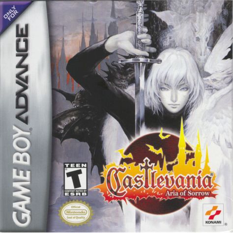 Cover art for Castlevania: Aria of Sorrow (Game Boy Advance) database containing game description & game shots, credits, groups, press, forums, reviews, release dates and more. Soma Cruz, Castlevania Aria Of Sorrow, Gba Games, Castlevania Games, Game Cover, Original Nintendo, Nintendo Gameboy, Retro Video, Gameboy Advance