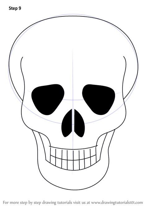 Learn How to Draw Skull Easy (Skulls) Step by Step : Drawing Tutorials Skeleton Head Drawing Easy, Skull Drawing Simple Step By Step, Skeleton Head Art, Draw A Skull Easy, Skull Head Drawing, Simple Skeleton Drawing, Skeleton Head Drawing, Simple Skull Drawing, Skull Easy