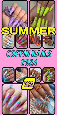 Neon Orange Nails, Neon Yellow Nails, Pride Nails, Coffin Nails Ombre, Summer Nails 2024, Beach Nail Designs, Fun Summer Nails, Orange Nail Polish, Graduation Nails