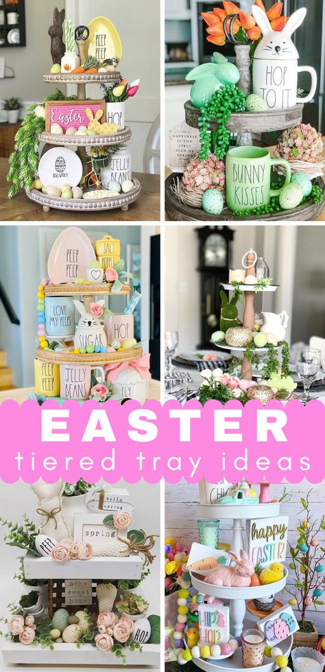 Tier Tray Ideas, Easter Inspiration Decor, Three Tier Tray, Easter Food Crafts, Easter Tiered Tray, Tier Trays, Tiered Tray Diy, Tray Ideas, Easter Blessings