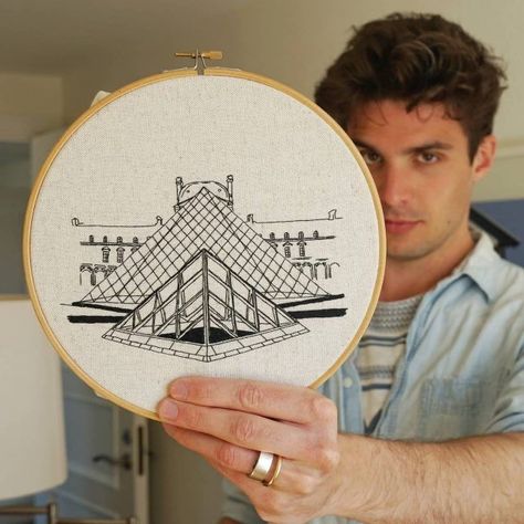 Building Embroidery Patterns, Architecture Embroidery Pattern, Bridgeton Aesthetic, Architecture Embroidery, Architectural Embroidery, Cozy Hobbies, Modern Hand Embroidery, Split Stitch, Charles Henry