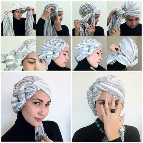 Wrap tutorial Tie Hijab, Turban Mode, Turban Tutorial, Tutorial Hijab Pashmina, Head Turban, Headwrap Tutorial, Wrap Tutorial, Turban Hijab, Head Wrap Styles