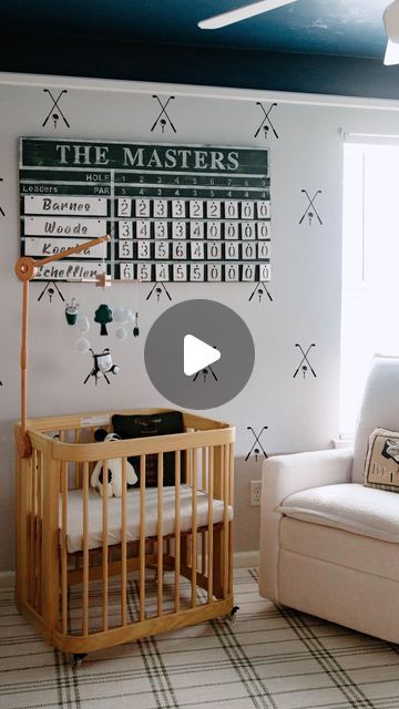 Shelby Barnes on Instagram: "Vintage Golf Nursery ⛳️   What’s your favorite part?!   #pregnancy #nursery #nurserydesign #nurseryinspo #nurseryideas #themasters #golflife #golfwang #vintagestyle #vintagedecor #diyhome #pregnancyannouncement #babyboy" Baby Boy Nursery Vintage Golf, Vintage Golf Nursery Baby Boy, Golf Baby Nursery, Vintage Golf Nursery, Golf Nursery Baby Boy, Golf Themed Nursery, Golf Nursery, Golf Baby, Boys Golf