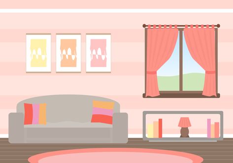 Free Living Room Vector Living Room Cartoon Drawing, Interior Illustration Sketches, Living Room Vector, Living Room Clipart, Background House, Living Room Cartoon, Living Room Illustration, Desenhos Love, Classroom Background