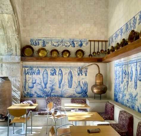 Lisbon Cafe, Lisbon Tiles, Lisbon Restaurant, Florida Interior Design, Museum Cafe, Travel Portugal, Bakery Design Interior, Beach House Interior Design, Portugal Lisbon