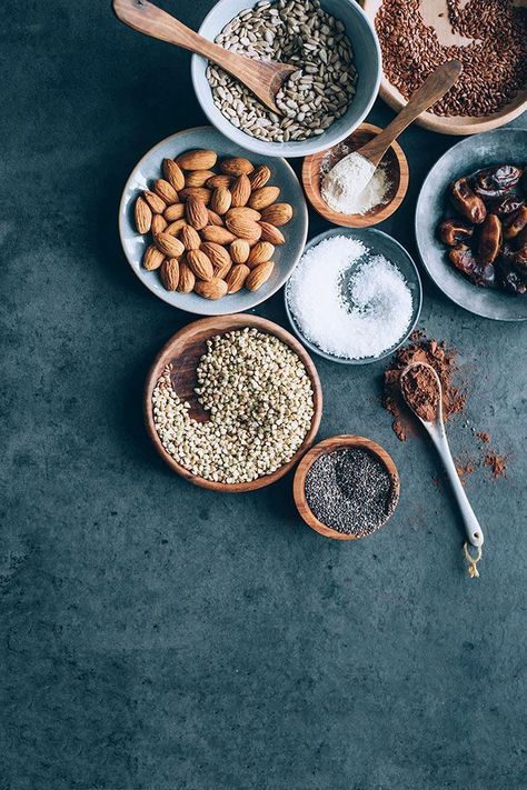 Grain-free granola ingredients #hormonebalance #glutenfree #detox #breakfast | TheAwesomeGreen.com Ingredients Photography, Granola Ingredients, Detox Breakfast, Grain Free Granola, Food Photography Tips, Photo Food, Food Photography Inspiration, Styling Photography, Food Photography Styling