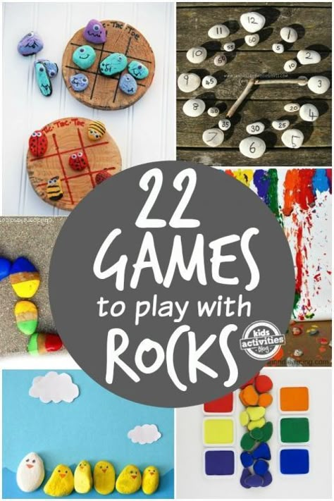 22 Fun, engaging games to play with rocks. So simple! Great for toddlers and preschoolers Rock Games, Games And Activities, Diy Games, Nature Crafts, Rock Crafts, Activity Games, Toddler Preschool, Kids Crafts, Preschool Activities