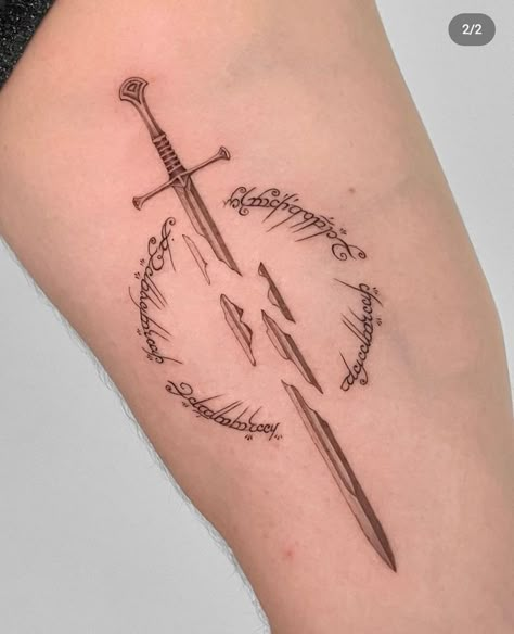 Elven Tattoo, Elvish Tattoo, Hobbit Tattoo, Tolkien Tattoo, Pop Culture Tattoos, Ring Tattoo Designs, Lotr Tattoo, Culture Tattoos, Lord Of The Rings Tattoo