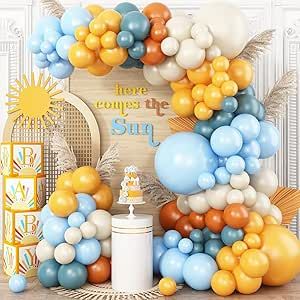 Here Comes the Son Balloon Arch Kit, Lemon Yellow Dusty Baby Blue Sand White Coffee Balloon Garland and Sun Foil Balloon for Boho Sun First Trip Around the Sunshine Baby Shower Birthday Party Supplies Here Comes The Son, Sunshine Baby Shower, Balloon Arch Kit, Sunshine Baby Showers, Bee Baby Shower Theme, Balloon Box, Sunshine Birthday, Baby Balloon, Yellow Balloons