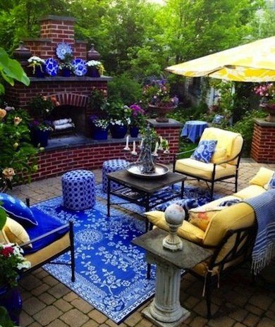 Patio Color Schemes, Colorful Patio, Patio Deck Designs, Outdoor Patio Ideas, Pergola Design, Budget Patio, Beautiful Patios, Pergola Patio, Small Backyard Patio