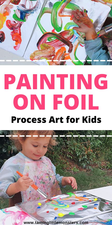 Easy Preschool Art Activities, Open Ended Painting For Preschool, Open Art Preschool, Foil Activity For Kids, Steam Crafts For Toddlers, Junior Preschool Activities, Foil Painting Preschool, Art Activities For Preschoolers Daycare, Preschool Process Art Activities