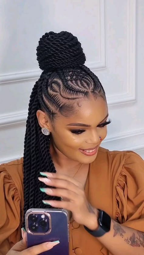 Curly Cornrow Hairstyles, Spanish Braids Hairstyles, Weave Braids Hairstyles, 2024 Braids, Design Braids, Cornrow Hairstyle, Hair Braid Designs, Ghana Braids Hairstyles, Latest Hair Braids