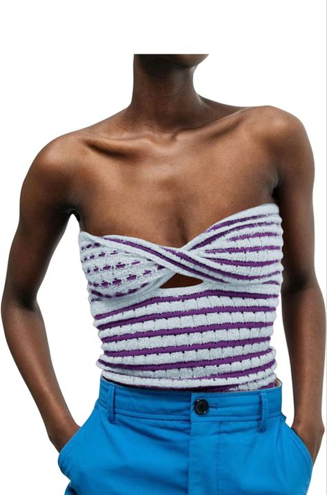 Summer tube top Twist Front Tube Top, Summer Tube Top, Striped Tube Top, Slim Fit Crop Top, Twist Front Top, Strapless Crop Top, Cropped Tube Top, Cut Out Design, Knit Crop Top