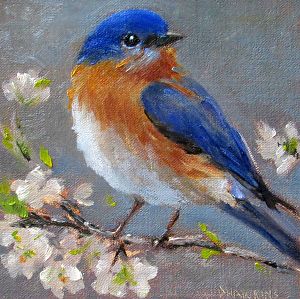 Christmas Paintings On Canvas Acrylics, Bluebird Painting, Bird Painting Acrylic, Bird Paintings On Canvas, Blue Bird Art, Christmas Paintings On Canvas, Simple Canvas Paintings, Paintings On Canvas, Amazing Art Painting