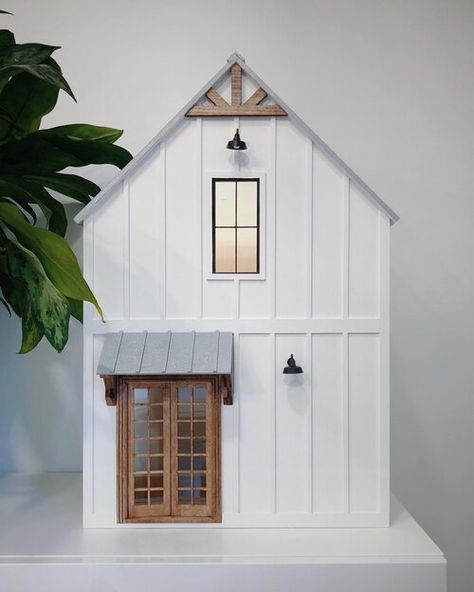 Outside Of Dollhouse, Jessica Cloe Dollhouse, Dollhouse Plans 1:12, Board And Batten Dollhouse, Diy Miniature Toilet, Simple Doll House Plans, Dollhouse Siding Ideas, Dollhouse Furniture Tutorials Barbie, 1:12 Dollhouse Plans