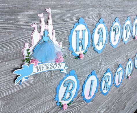 Disney Cinderella Birthday Party, Cinderella Birthday Banner, Cinderella Decor, Cinderella Banner, Cinderella Birthday Theme, Cinderella Birthday Party Decorations, Cinderella Party Decorations, Cinderella Cake Topper, Unique Party Themes