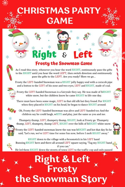 Christmas Pass The Gift Stories, Christmas Left Right Game Printable Free, Game For Christmas, Christmas Eve Games, Left Right Game, Christmas Gift Exchange Games, Christmas Gift Games, Xmas Games, Fun Christmas Party Games