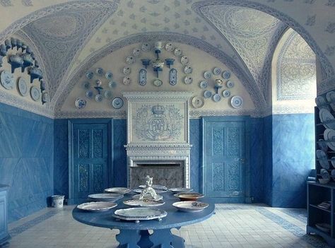 The Porcelain Room, Drottningholm Palace, Sweden. designed by King Oscar II and completed in 1897, it was conceived to display his large… Swedish Architecture, Swedish Interiors, Europe Home, Gustavian Furniture, Scandinavian Homes, Queen Of Sweden, Swedish Cottage, Country Interiors, Swedish Furniture