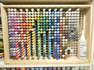 Crafts on the Run: My Copic Storage DIY Copic Storage, Markers Storage, Crafting Organization, Diy Marker, Pen Organizer, Marker Storage, Wine Crate, Pen Storage, Coloring Supplies