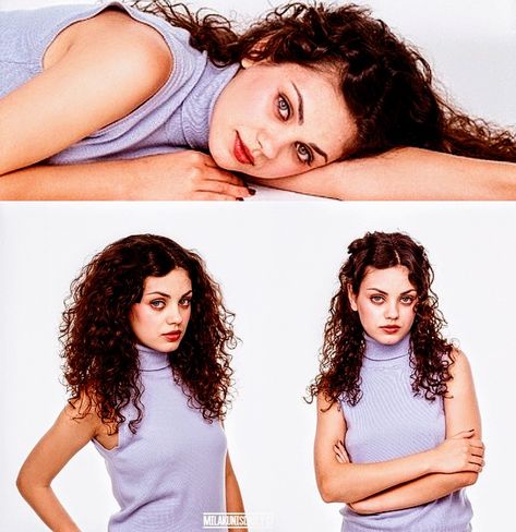 Mila Kunis 90s, Mila Kunis Young, Mila Kunis Photoshoot, Young Aesthetic, Mila Kunis Style, Retro Photoshoot, Mila Kunis, Collage, Pins