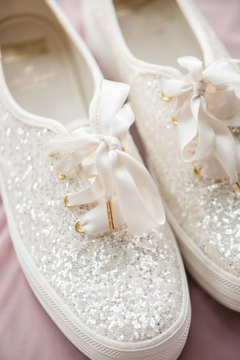 Sparkly glitter Kate Spade Keds for wedding shoes Sneakers For Wedding, Simple Wedding Shoes, Sparkly Sneakers, Kate Spade Wedding, Converse Wedding Shoes, Wedding Shoes Sandals, Fun Wedding Shoes, Wedding Shoes Low Heel, Kate Spade Keds