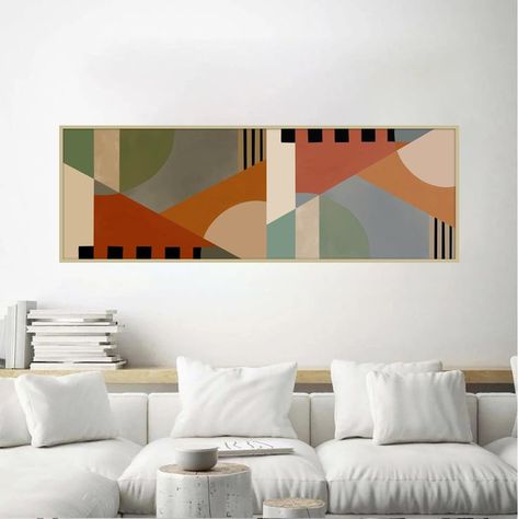 Long Horizontal Wall Art Abstract, Long Rectangle Painting Ideas, Long Artwork Horizontal, Long Narrow Horizontal Artwork, Long Wall Painting Ideas, Abstract Horizontal Painting, Large Horizontal Paintings, Horizontal Abstract Art, Horizontal Paintings On Canvas