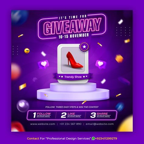 Winner Template Design, Social Media Contest Design, Social Media Competition Ideas, Facebook Giveaway Post Ideas, Award Social Media Post Design, Giveaway Poster Design Ideas, Winner Social Media Post, Giveaway Flyer Design, Giveaway Winners Graphic