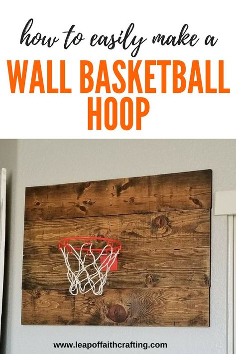 How to easily make a secure wall basketball hoop out of pallet wood that won't break! #basketball #pallet Bonus Room Decorating Ideas, Wall Basketball Hoop, Bonus Room Decorating, Basketball Board, Fantasy Basketball, Mini Basketball Hoop, Used Pallets, Mini Basketball, Diy Wand