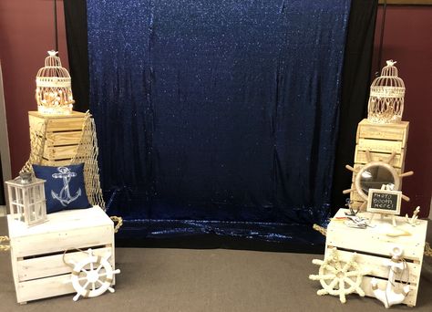 Nautical Photo Backdrop, Nautical Photo Booth, Party Photo Backdrop, Boat Wedding, Lighthouse Photos, Nautical Party, Retirement Party, Welcome To The Party, Relief Society