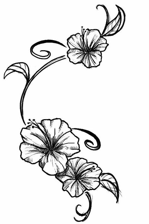 Tropical Flower Tattoos, Hawaiian Flower Tattoos, Hibiscus Flower Tattoos, Hawaii Tattoos, Hibiscus Tattoo, Tattoo Leg, Shape Tattoo, Hawaiian Tattoo, Simple Tattoo Designs