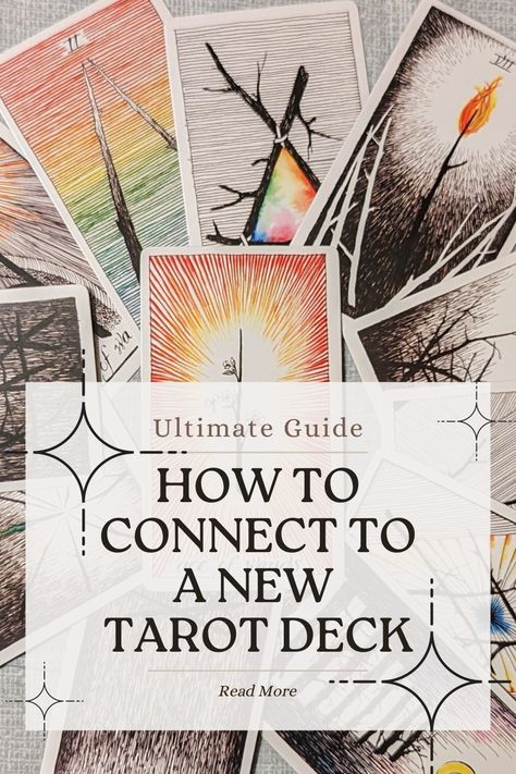 Enhance your tarot knowledge with our step-by-step guide on how to connect to a new tarot deck. From shuffling techniques to deck interviews, discover everything you need to build a meaningful connection.  I love getting a new Tarot Deck. Taking off that plastic wrap and flipping through the cards is so exciting. But now that you've seen all the cards, does it just go on your shelf?  This article is all about How to Connect to a New Tarot Deck. Interviewing Tarot Deck, How To Read Tarot Cards For Someone Else, Interview Your Tarot Deck, Tarot How To, Tarot New Deck, Get To Know Tarot Deck, How To Connect With Your Tarot Deck, New Tarot Deck Ritual, New Deck Tarot Spread