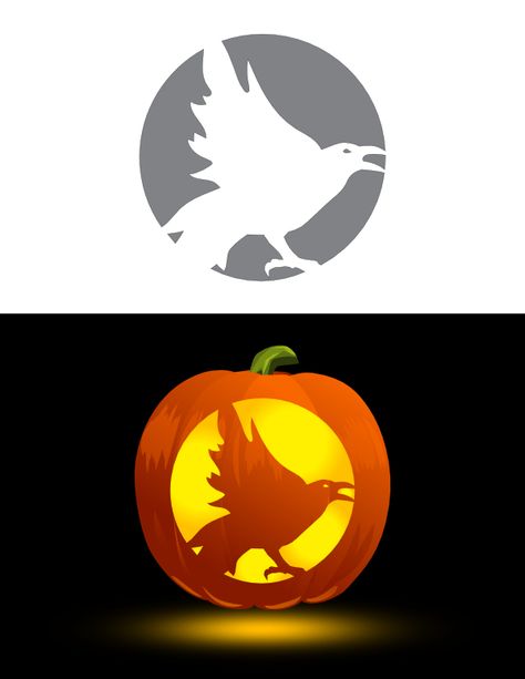 Printable Creepy Crow Pumpkin Stencil Crow Pumpkin Carving Stencil, Halloween Stencils Templates, Crow Pumpkin Carving, Pumpkin Carving Templates Printable Free, Pumpkin Carving Templates Printable, Free Printable Pumpkin Carving Stencils, Printable Pumpkin Carving Stencils, Unique Pumpkin Carving Ideas, Pumpkin Stencils Free