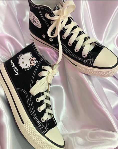 Bape Star Shoes Hello Kitty, Hello Kitty Platforms, Sanrio Besties, Hello Kitty High Top Sneakers, Tenis Aesthetic, Converse One Star Hello Kitty, Hello Kitty Bape Shoes., Cute Shoes For Teens, Blue Hello Kitty