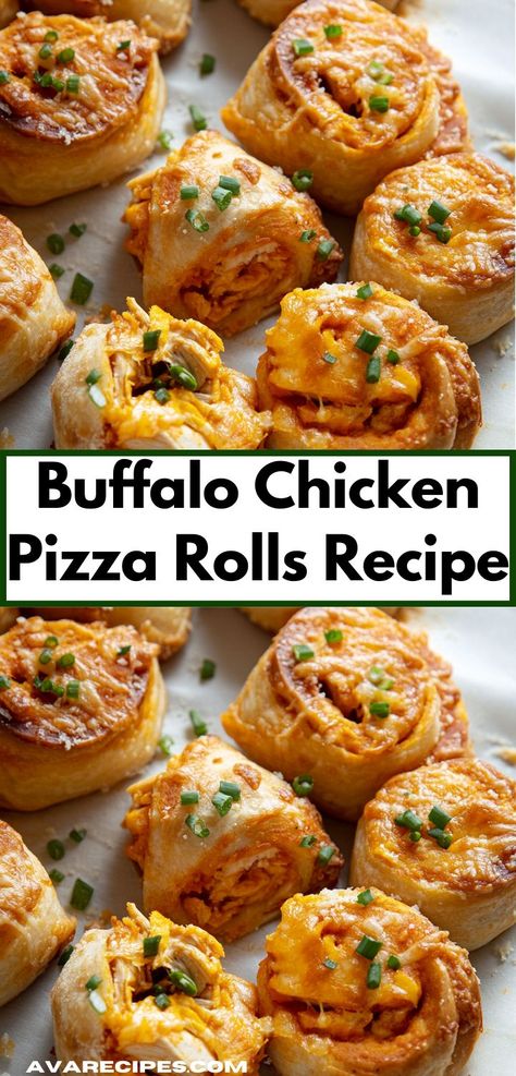 These Buffalo Chicken Pizza Rolls are a fun and flavorful option for any gathering. With a spicy filling and a crunchy exterior, they’re perfect for sharing or enjoying as a quick bite. Chicken Ranch Roll Ups, Ranch Roll Ups, Dinner Ideas Fun, Pizza Rolls Recipe, Fun Dinner Ideas, Chicken Recipe For Dinner, Cheesy Buffalo Chicken, Dinner Ideas With Chicken, Pizza Roll Recipe