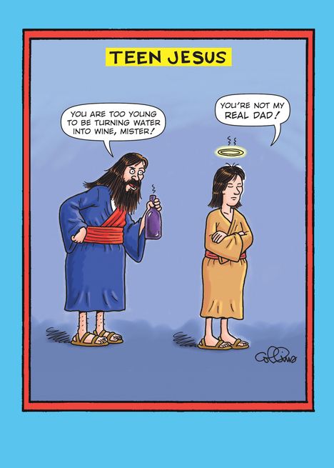 Not My Real Dad Jesus Water to Wine Humor Birthday Card Biblical Humor, Christian Funnies, Christian Comedy, Christian Birthday Cards, Golf Quotes Funny, Library Humor, Catholic Humor, Faith Humor, Religious Humor