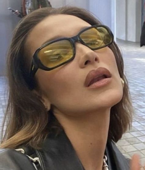 Yellow Glasses, Shaped Sunglasses, Black Square, Bella Hadid, Lenses, Sunglasses, Square, Yellow, Black