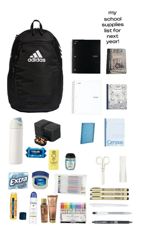 #school #schoolsupplies #schoolsupplieslist #student #aesthetic #highschool Back To School Items Highschool, School Supplies Senior High School, Junior Year High School Supplies List, School 2024-2025, Senior School Supplies List, 12 Grade School Supplies, Back To School 2024-2025, Back To School List Highschool, Freshman School Supplies List