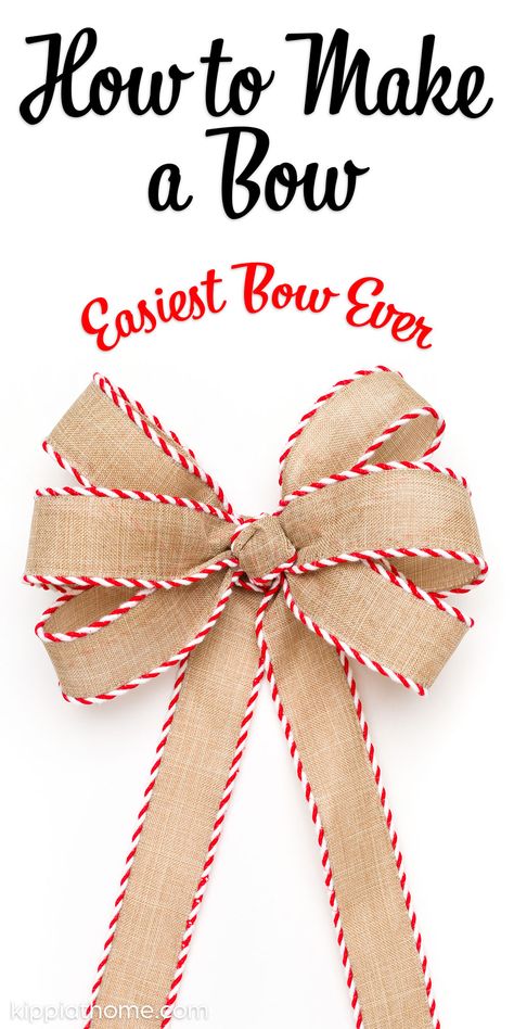 Ribbon bow Make A Ribbon Bow, Making Bows For Wreaths, How To Make A Ribbon Bow, Bows For Presents, Bow Making Tutorials, Diy Wreath Bow, Christmas Bows Diy, Homemade Bows, Make A Bow