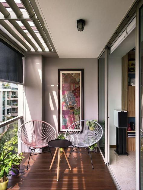 Design balcony 7 Klein Balkon Decor, Condo Balcony, Balinese Decor, Interior Balcony, Balcony Design Ideas, Interior Design Per La Casa, Small Balcony Design, Interior Design Singapore, Balcony Furniture